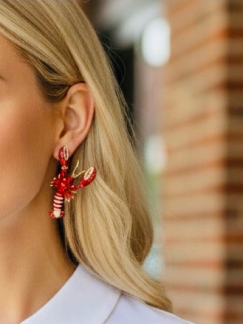 HOUSE OF HARLOW Red Gold Lobster Statement Earrings NIB